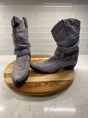 Capezio Gray Leather Slouchy Western Boots